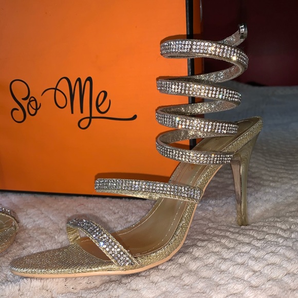 So Me Gold Rhinestone Heels - Picture 3 of 4
